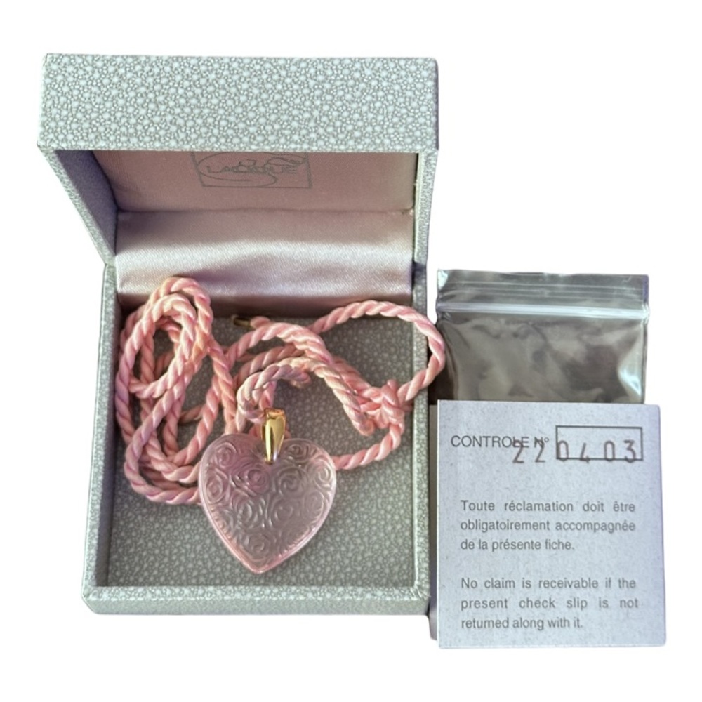 Lalique Pink and Gold Heart Necklace